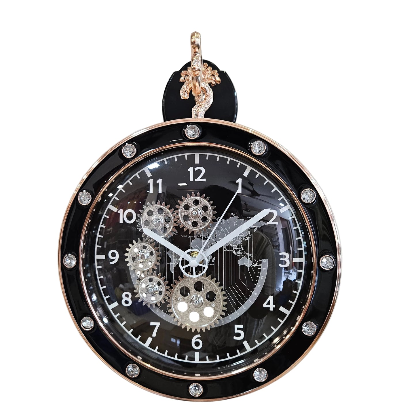 Vintage Style Moving Mechanism Rotating Dual Faced Station Clock Wall Hanging Double Sided Wall Clock