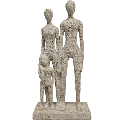 Modern Abstract Family Sculpture. It is a contemporary tabletop figurine that features a minimalist representation of a small family