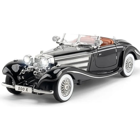 Mercedes Benz Diecast Model, Alloy Metal Pull Back Vintage Car Toy with Openable Doors, Lights & Sound, Durable Miniature for Kids, Collectors, Birthday & Christmas