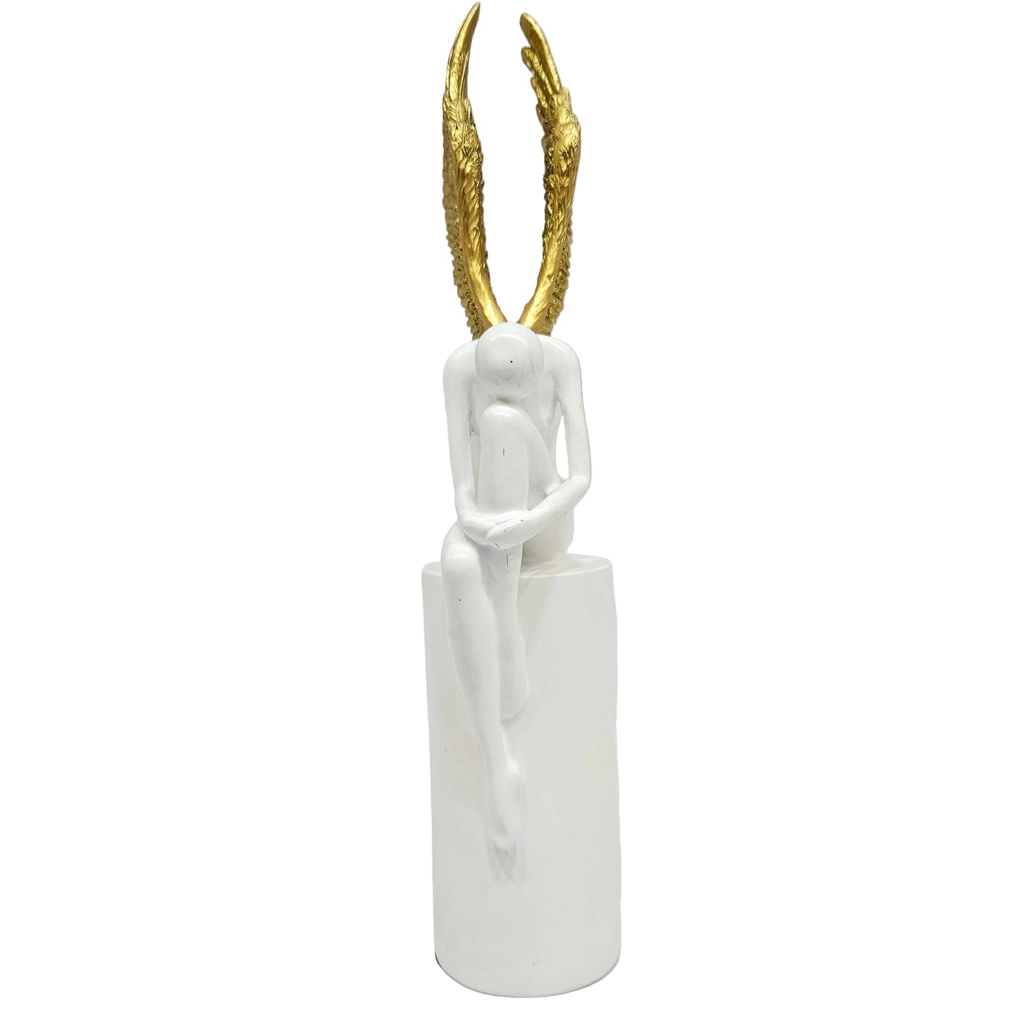 Golden Wings White Angel Sculpture for Home/Office Decor