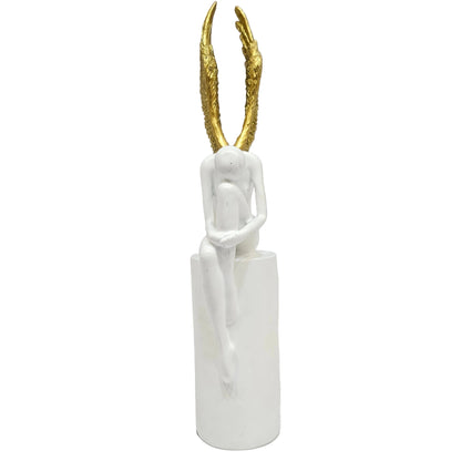 Golden Wings White Angel Sculpture for Home/Office Decor