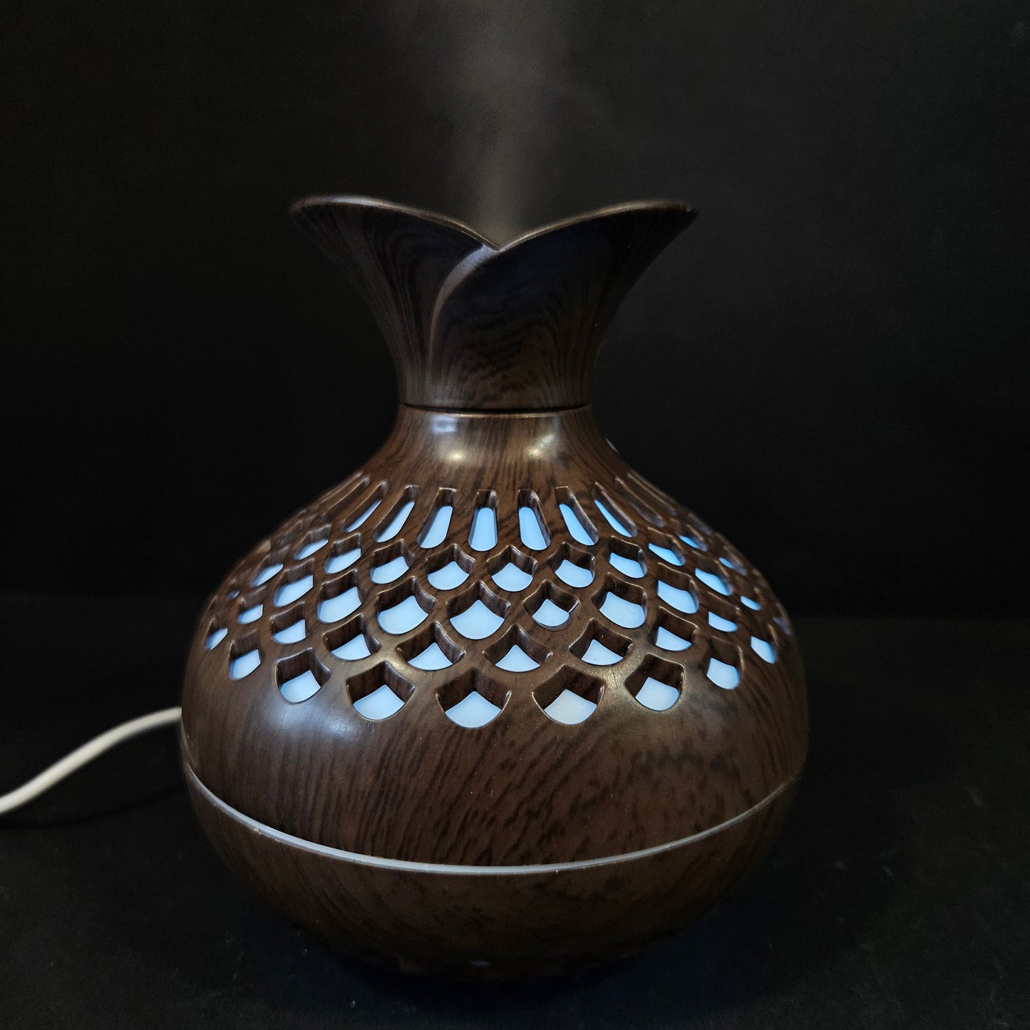 Mist Humidifier, Wood Grain Scent Diffuser Flower Vase Shape for Bedrooms