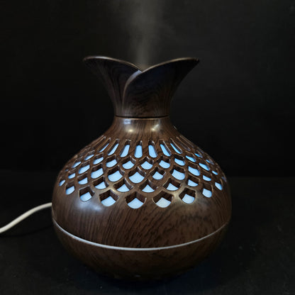 Mist Humidifier, Wood Grain Scent Diffuser Flower Vase Shape for Bedrooms