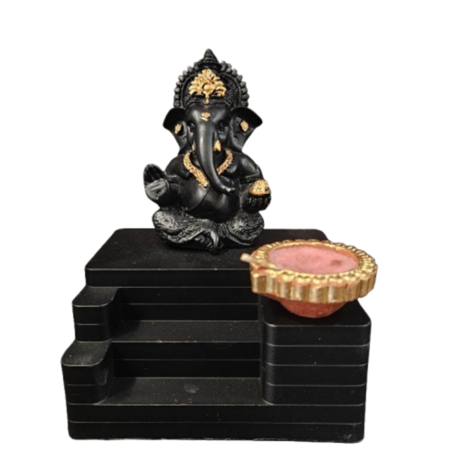 Lord vinayaka Idol with wax diya for Car Dashboard Temple & Gifting Statue Figurine