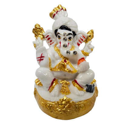 Lord Ganesh Idol | Ganesha Murti | Ganpati Statue for Car Dashboard | Mandir Pooja Murti | Temple Puja | Home Decor | Office Table Showpiece
