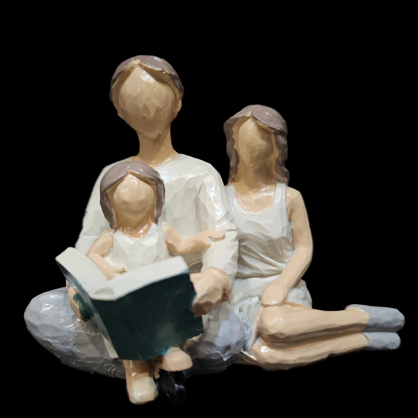 Family Reading Figurine Hand Painted Resin Gift for Parents & Daughter Home Decor