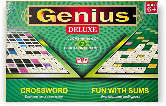 Genius Deluxe crossword board game, designed for ages 6+. It combines two educational Crossword and Fun with Sums.It is a combination of two games in one box. It is designed for 2 players. vocabulary and math.
It promotes educational skills