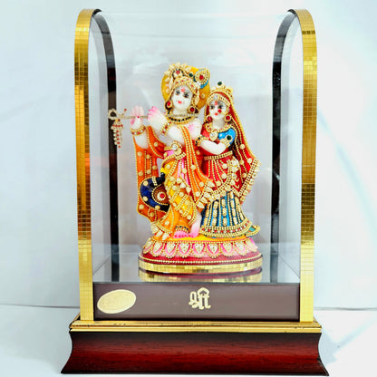 Radha Krishna 24carats gold Plated Cabin Idol for Home Decor & Lord Showpiece