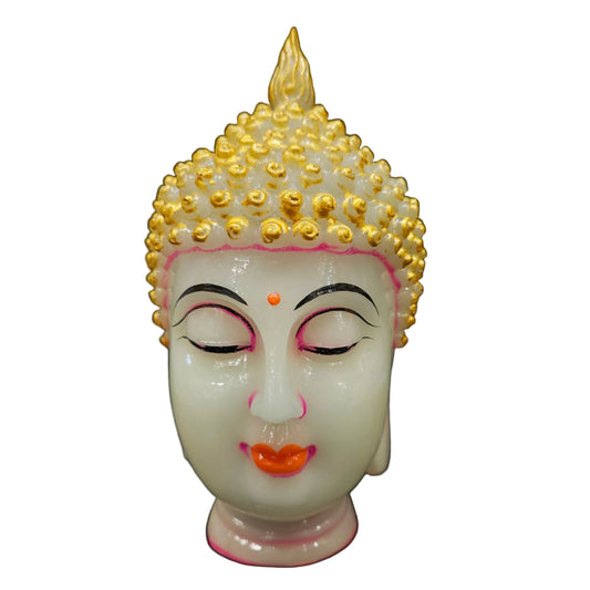 Blessed Serenity | Buddha Head Yellow Golden Statue for Home & Garden Dcor | Healing Spirit Figurine for Living Room, Bedroom | Invoke Peace, Health, and Happiness