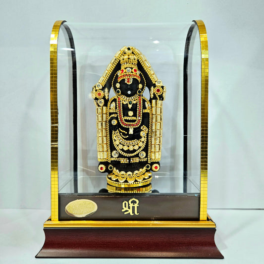 Imported 24carat Gold Plated Cabin Idol with stones Decorated of Lord Balaji for Puja Room Or Home Decor