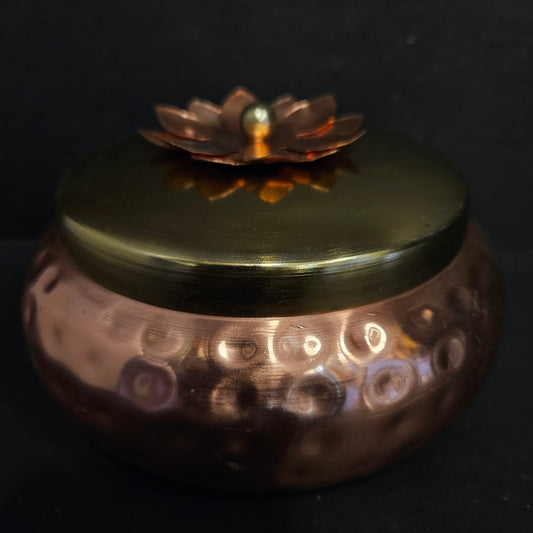 Hammered Gold Copper Plated Jar/Copper Container for Dry Fruits/Decorative Serving Bowl