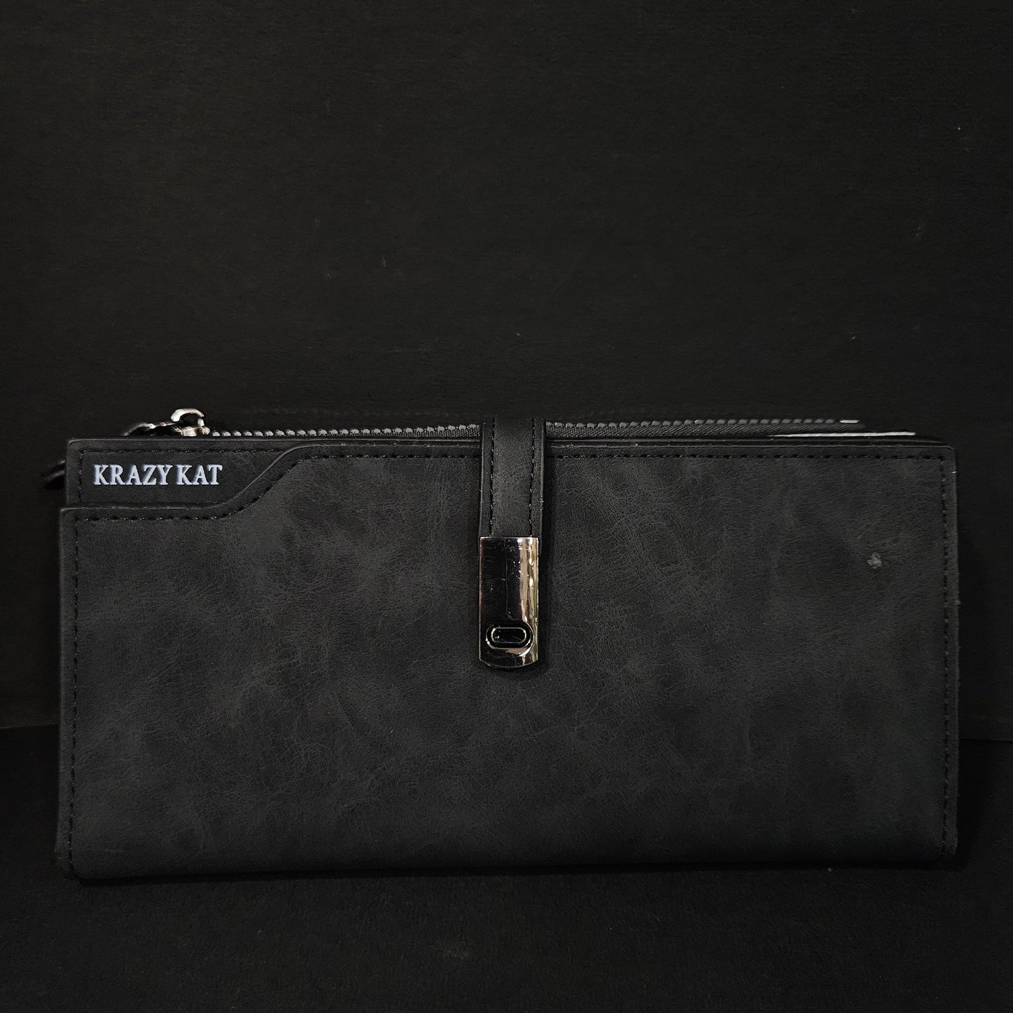 Leather Thin Slim Wallets for Women with magnetic clip & Zipper