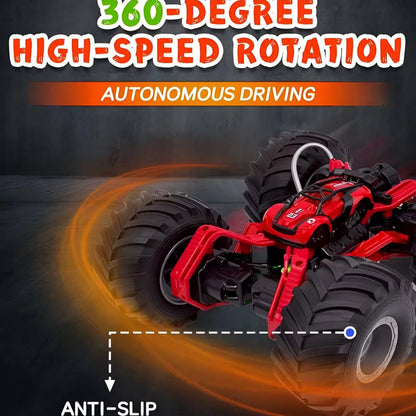 Remote Control Rechargeable Full Function 2.4Ghz RC Car with Booster Spray Function Off Road Drift Race Car Toy 360° Rotating Stunt Performing Toy for Kids Boys Girls - Red