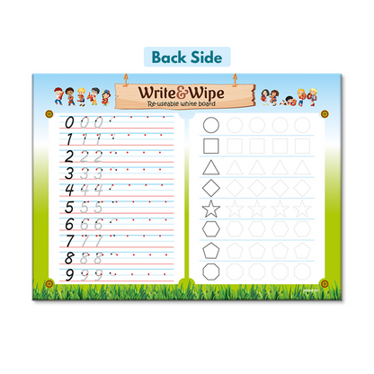 Write & Wipe Reusable Writing Board with jungle,transport,fruits & ocean themed boards