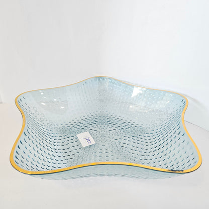 Star Shaped designer plate,Crystal Clear transparent Appetizer Plates Snack Fruit with Golden Edges