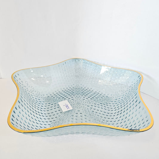 Star Shaped designer plate,Crystal Clear transparent Appetizer Plates Snack Fruit with Golden Edges