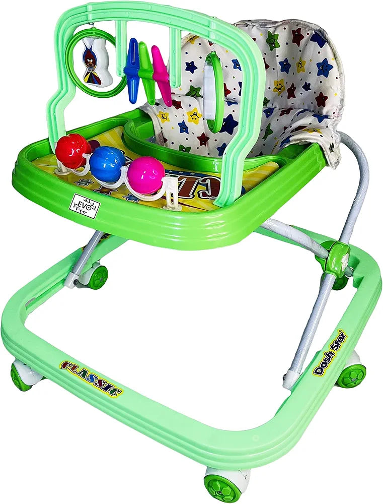 Dash Star classic Round Baby Walker for Kids, Music and Light Function with 3 Position Height Adjustable & 360 degree rotating Kids Walker, Fun Toys & Activities for Babies
