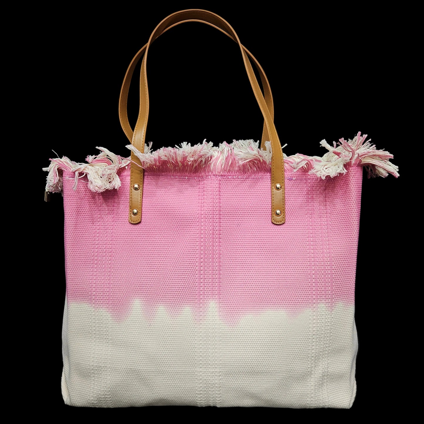 Summer Tote Bag for Women | Gradient Canvas Handbag with Frayed Top & Faux Leather Handles | Large Capacity Shoulder Bag for Laptop, Essentials