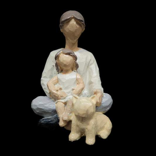 The Father and Daughter with Dog Figurines, Carving a Moment in Time for Fathers and Daughters - Gifts for Fathers Day, Birthday, Grandfathers, Mens, Husband. Sculpture Hand Painted Figure
