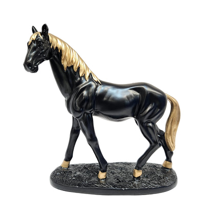 Polyresin Black & gold horse Statue Showpiece Figurine