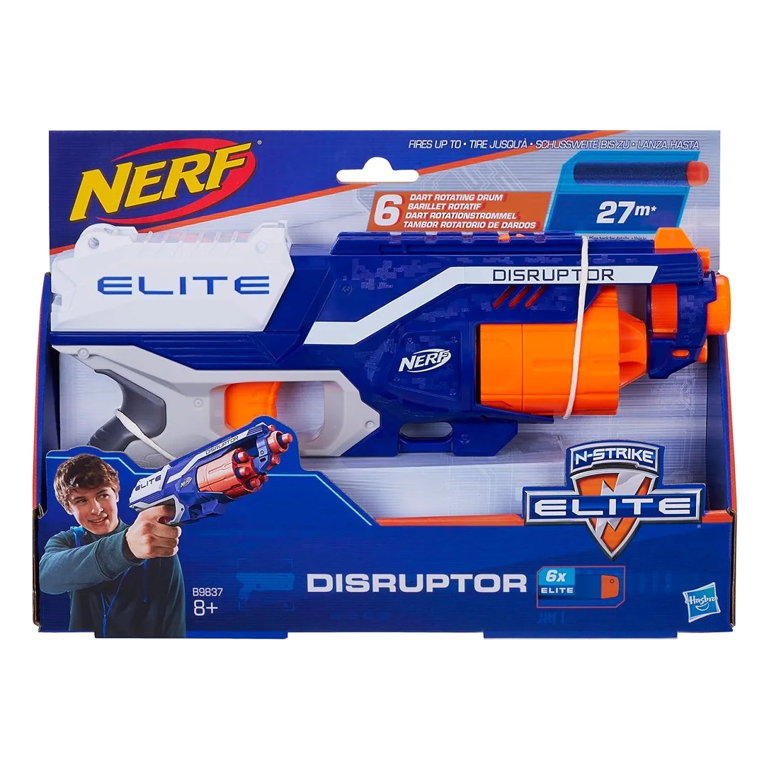 Nerf Disruptor Elite Toy Blaster,6-Dart Rotating Drum with Darts, Toys for Kids Teens&Adults, Outdoor Toy for Boys, Birthday Gift for Kids Ages 8+