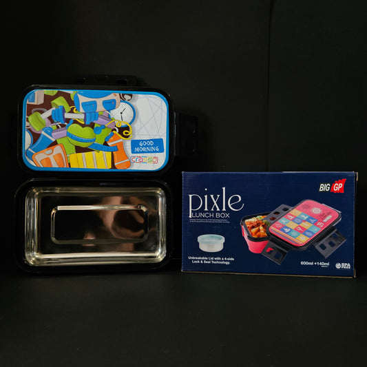 Big GP Pixle Lunch Box with 600ml Lunch Box for kids with 140ml small box perfect for kids