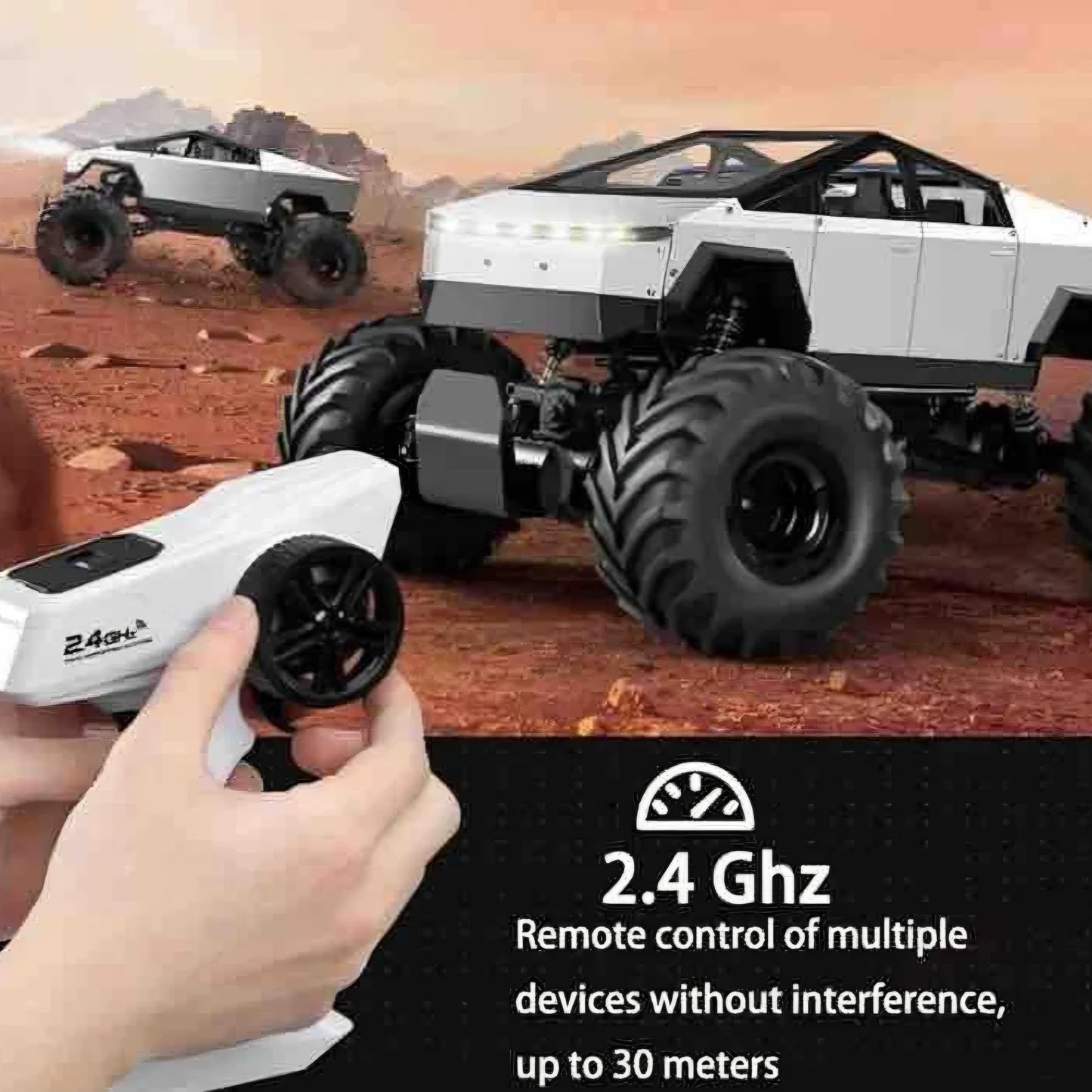 Remote Control Tesla Cybertruck Rock Crawler, with Metal Shell, 2.4GHz 4WD RC Truck with Headlights, Off Road Monster Truck, Birthday and Surprise Gift