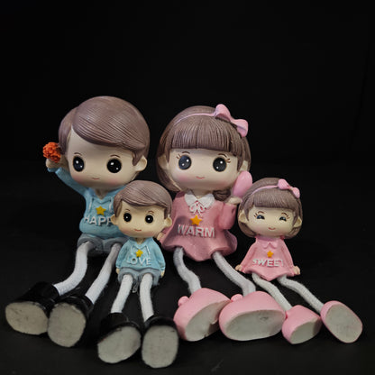 Cartoon Resin Outseam 4pieces set family Hanging Feet Doll Home Wall Decoration