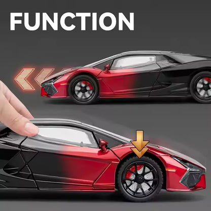 Lamborghini Revuelto Diecast Metal Pull Back Car – 4 Openable Doors with Sound & Light | Perfect Toy Decoration & Gift for Kids