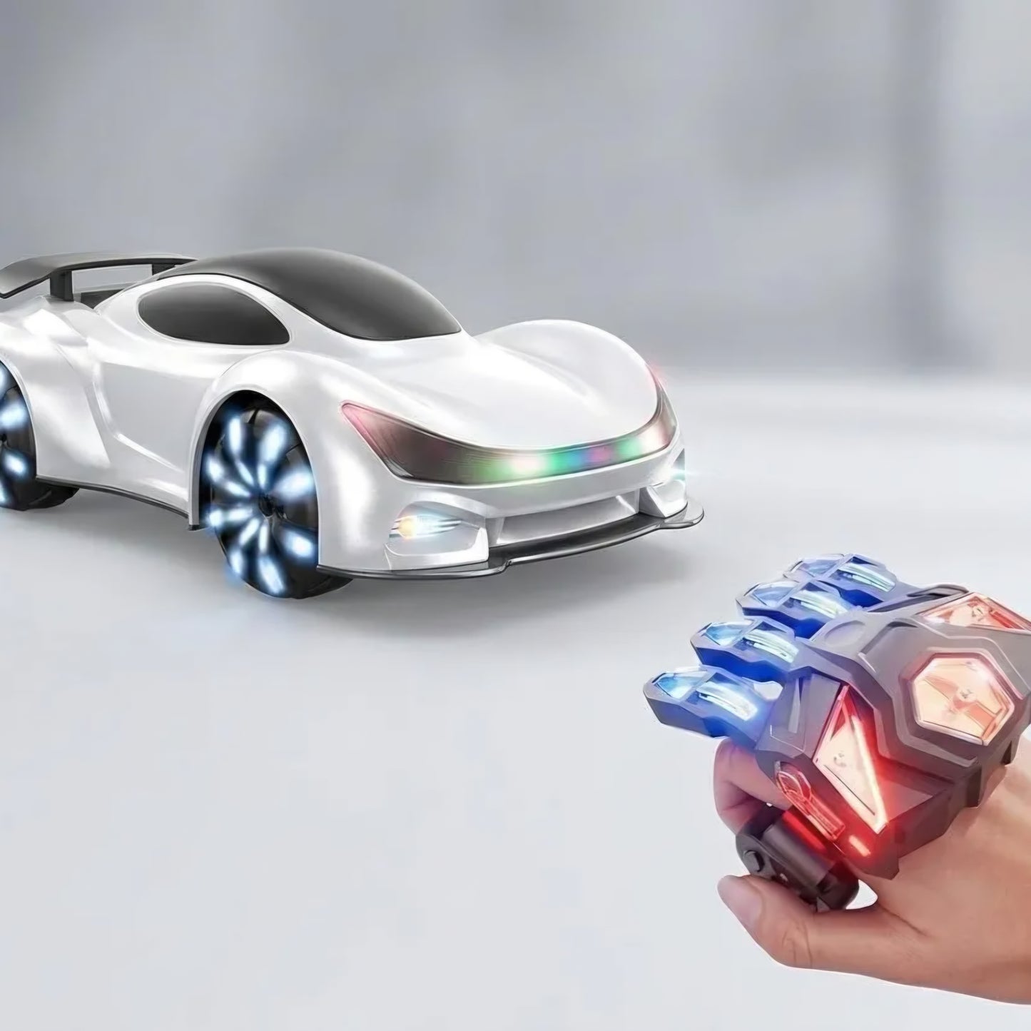 Gesture Sensing Remote Control Stunt Racing Car with Hand Glove Controller, Colorful Lights, Double Spray