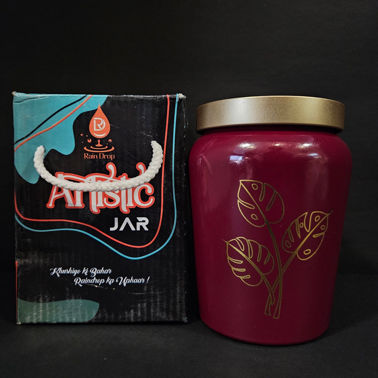 Rain drop Artislic jar with floweral design glass storage jar for multi purpose usage