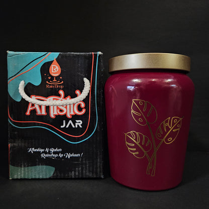 Rain drop Artislic jar with floweral design glass storage jar for multi purpose usage