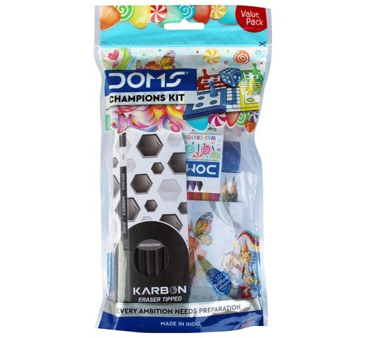 DOMS Champions Kit with smooth sharpening hexagonal color Pencils & bright colours Pack of 1