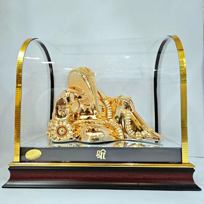 Imported 24carat Gold Plated Cabin Idol with stones Decorated of Ganesha with Full Decorate for Puja Room Or Home Decor