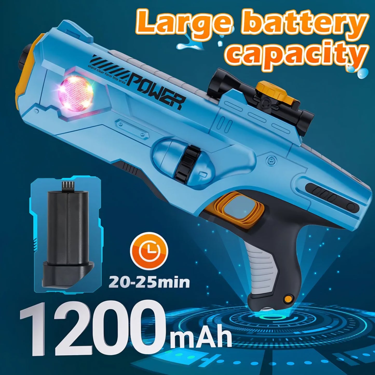 Electric Water Gun for Adults Kids,High Powered Water Blasts with Light,Powerful Automatic Squirt Gun, Auto Refill Long Range,Pool Party Swimming Outdoor Summer Toy Game for Boy Girl