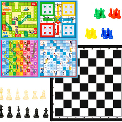 Premium Quality 5 in 1 Chess Junior Deluxe Brain Booster Board Game Board Strategy & War Board Game