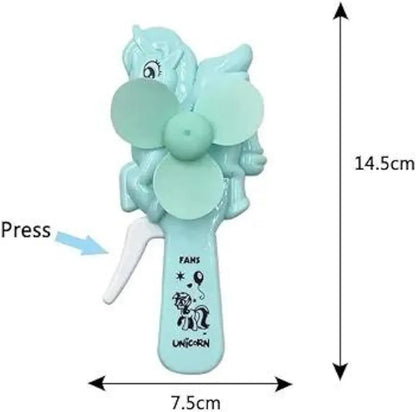Mini Unicorn Hand fan (Pack of 1 fan,Random) Mini Candy Storage|Cool Toy for Kids & Moms|Cute Squeeze toy with Soft and Safe Plastic Blade/Wings