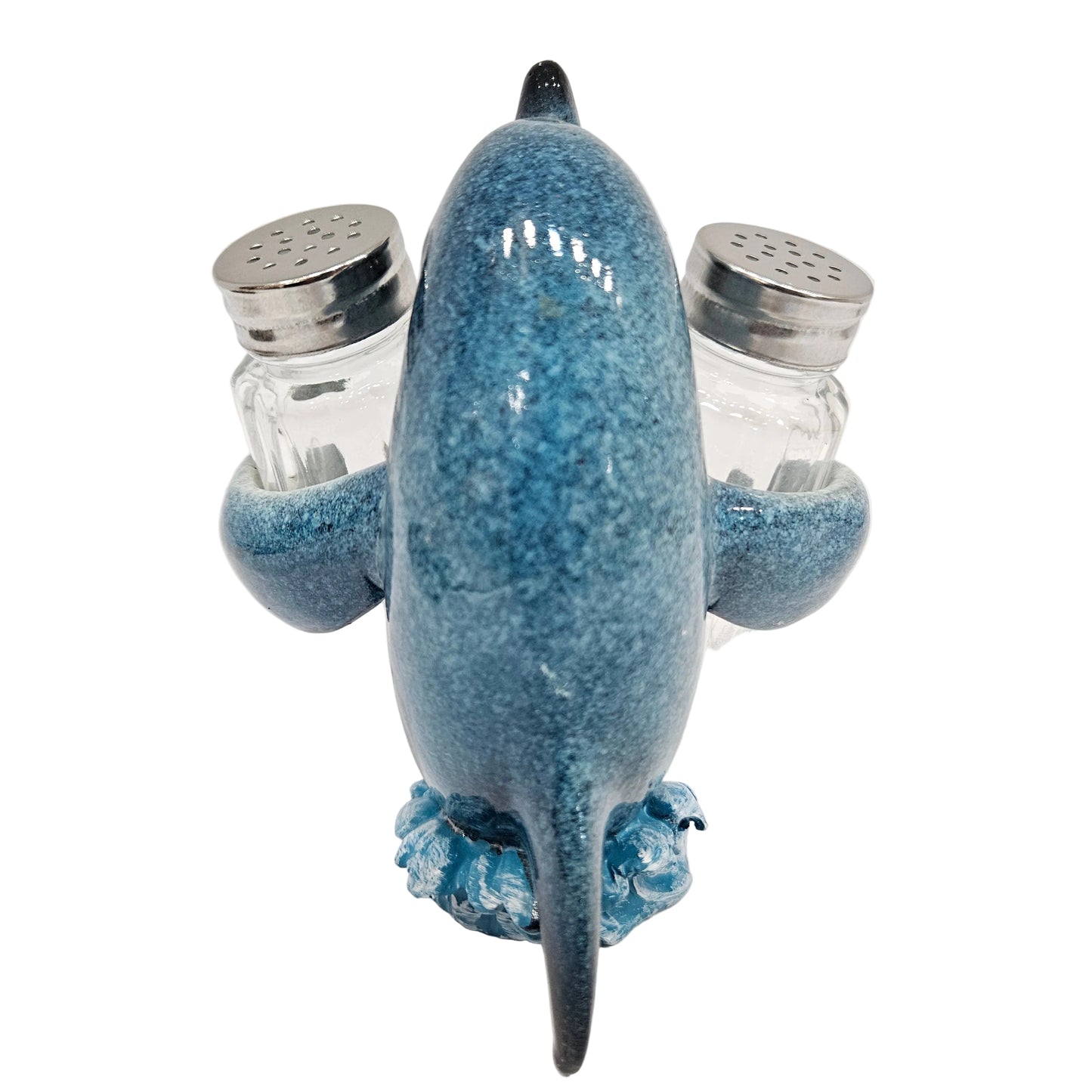 Nautical Ocean Marina Dolphin Rising Above Sea Waves Hugging Salt And Pepper Shakers Holder Figurine Stand For Coastal Beach Marine Wildlife Dolphin Showpiece Figurine