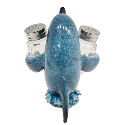 Nautical Ocean Marina Dolphin Rising Above Sea Waves Hugging Salt And Pepper Shakers Holder Figurine Stand For Coastal Beach Marine Wildlife Dolphin Showpiece Figurine
