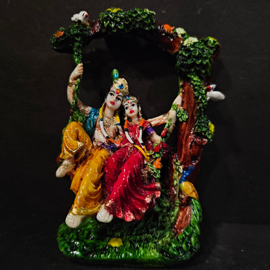 Radha Krishna Idol on Swing jhula Polyresin Statue showpiece Figurine