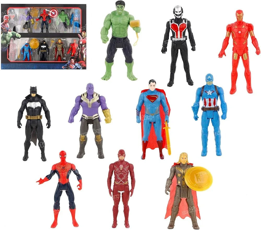 Superhero Action Figures Toys with its Shields & Swords Pack of 10 Super Heroes Toys for Kids Age 3 years above