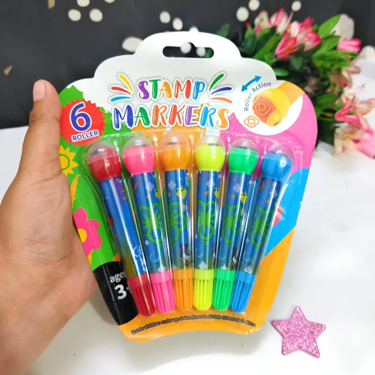 Stamp Roller Action Markers with 6pcs set