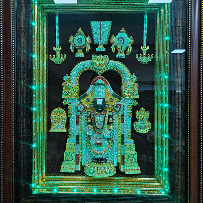 Lord Balaji Photo Frame with multi colour lighting & slokam perfect for Marriage gifting,house warming
