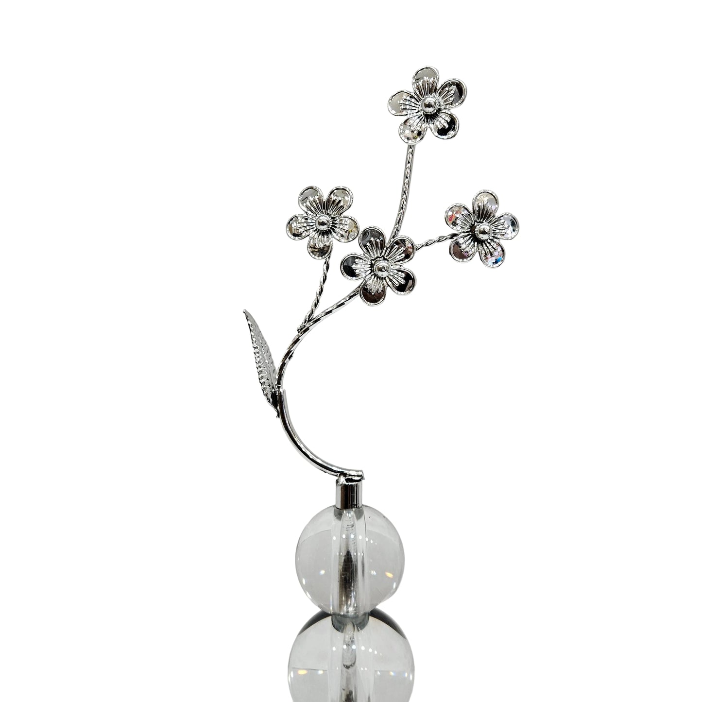 Modern crystal floral sculpture used as a tabletop decorative showpiece Figurine