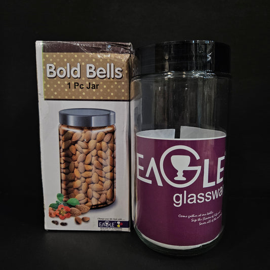 Eagle bold bells glass storage jar with Airtight lid for groceries & Dry Fruits Storage purpose