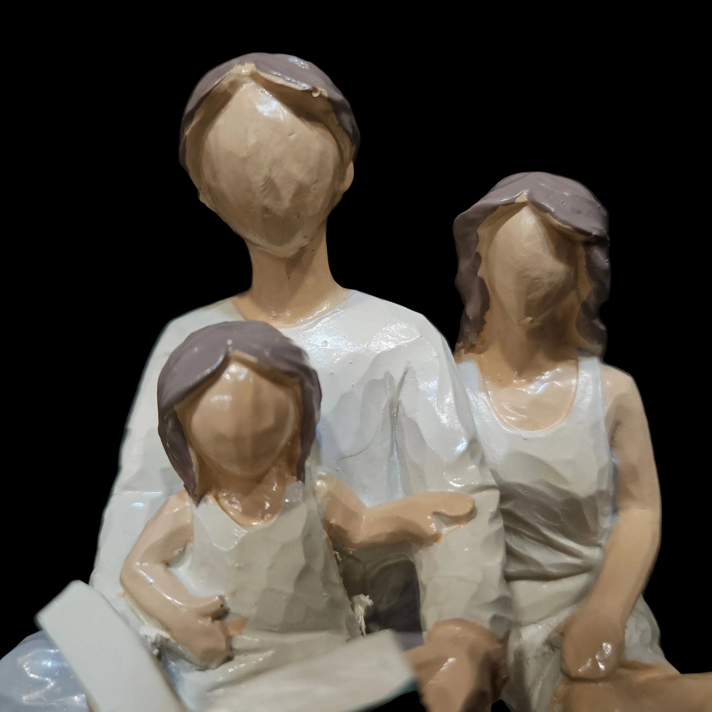 Family Reading Figurine Hand Painted Resin Gift for Parents & Daughter Home Decor