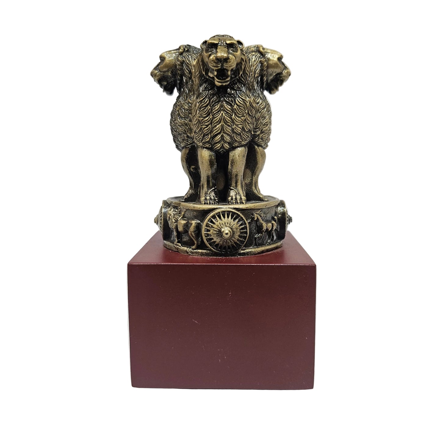 Metal showpiece The Ashoka Stambh, the National Emblem of India, in an antique bronze finish