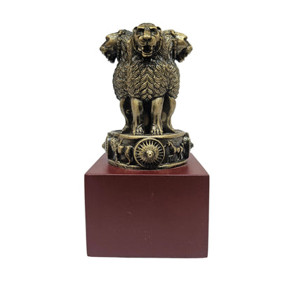 Metal showpiece The Ashoka Stambh, the National Emblem of India, in an antique bronze finish