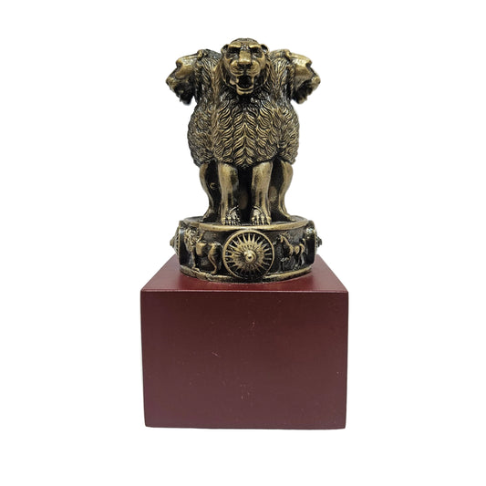 Metal showpiece The Ashoka Stambh, the National Emblem of India, in an antique bronze finish