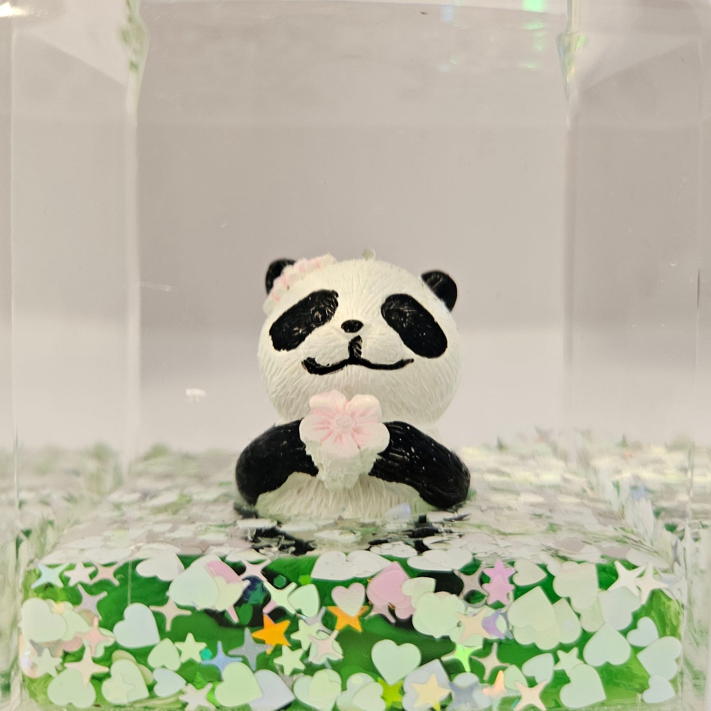 Unsinkable Floating Panda Jelly Glitter Rectangle Desk Accessory